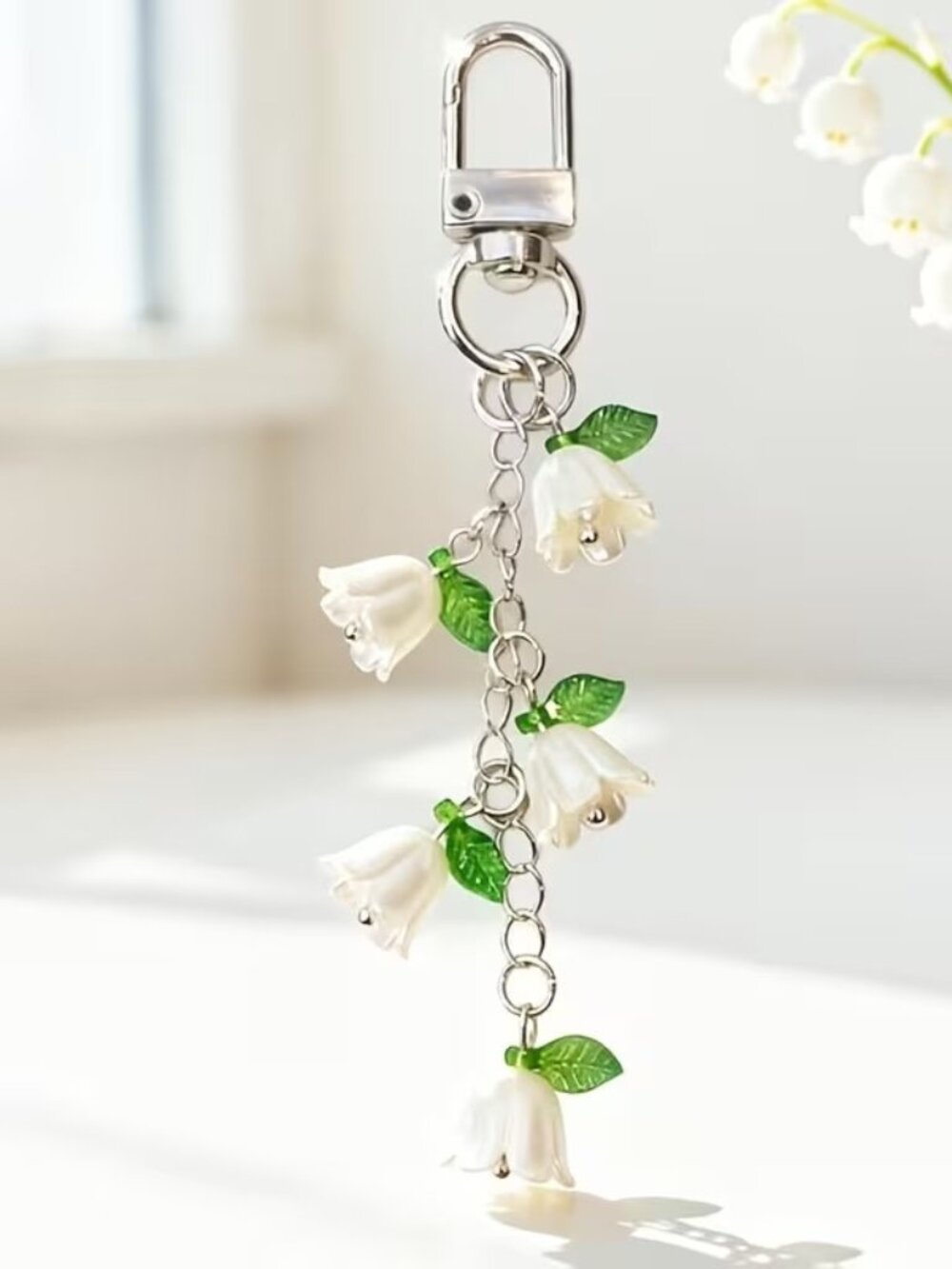 white hanging blossoms with silvertone hardware - Picture 1 of 1